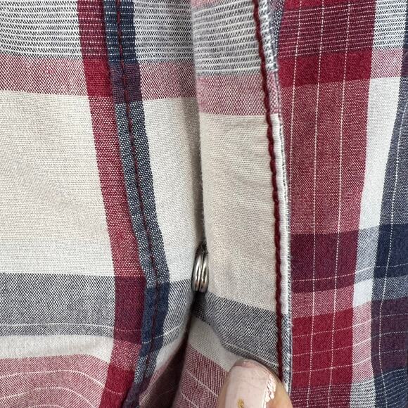 Vintage Levi's Red Blue White Plaid Striped Casual Pearl Snap Western Men's XXL - Picture 9 of 12
